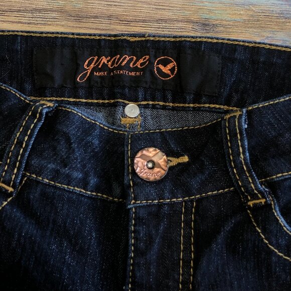 Grane Jeans Make a Statement Low Rise Flare Dark Wash Blue Womens Size 0 Junior - Picture 3 of 16